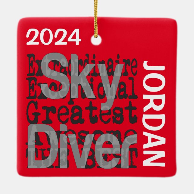 Sky Diver Extraordinaire CUSTOM Ceramic Ornament (Back)