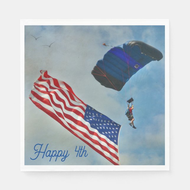 Sky Diving American Flag Napkin (Front)
