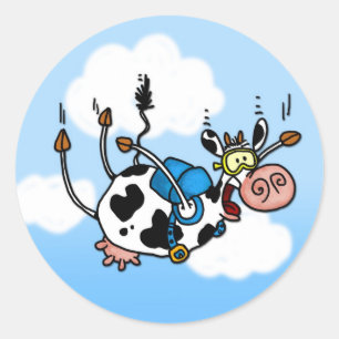 sky diving cow no txt stickers