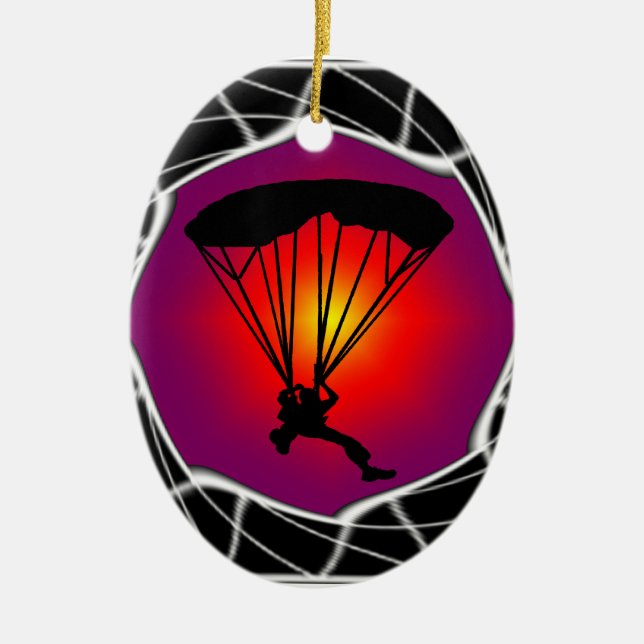 SKY DIVING READY CERAMIC TREE DECORATION (Front)