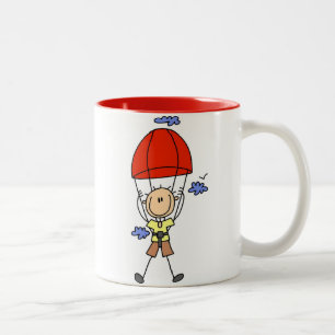 Sky Diving Stick Figure Two-Tone Coffee Mug