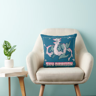Sky Dragon, Pixel Art, Pixel Art Cushion