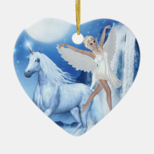 Sky Faerie Asparas and Unicorn Ceramic Tree Decoration