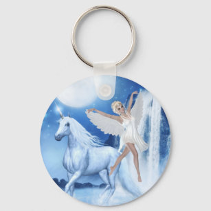 Sky Faerie Asparas and Unicorn Key Ring