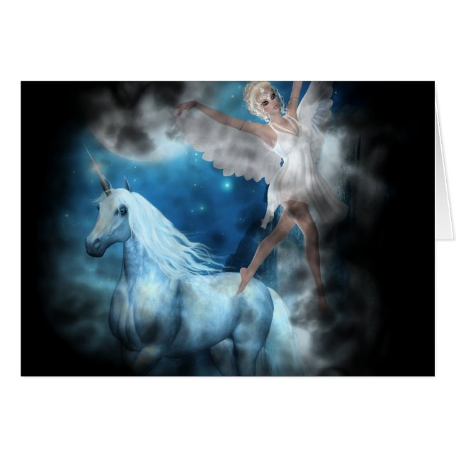 Sky Faerie Asparas and Unicorn Vignette (Front Horizontal)