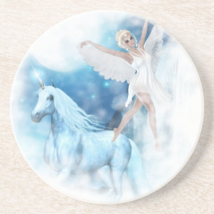 Sky Faerie Asparas and Unicorn Vignette Coaster