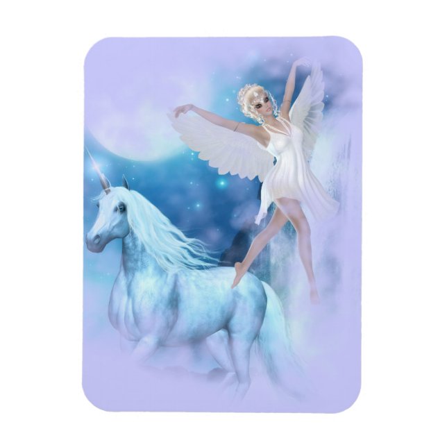 Sky Faerie Asparas and Unicorn Vignette Magnet (Vertical)