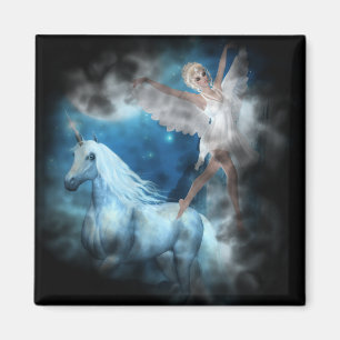Sky Faerie Asparas and Unicorn Vignette Magnet