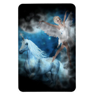 Sky Faerie Asparas and Unicorn Vignette Magnet