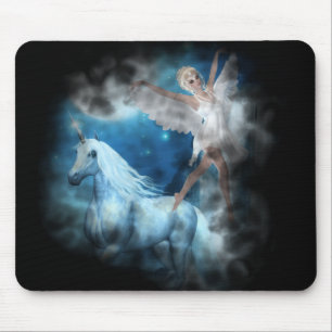 Sky Faerie Asparas and Unicorn Vignette Mouse Pad
