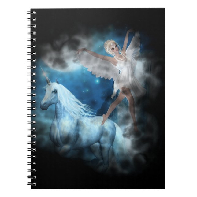 Sky Faerie Asparas and Unicorn Vignette Notebook (Front)