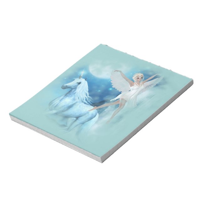 Sky Faerie Asparas and Unicorn Vignette Notepad (Rotated)