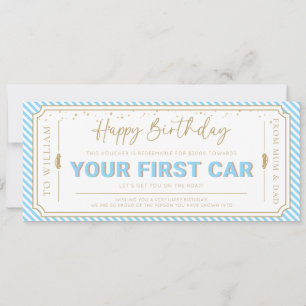 Sky First Car Birthday Gift Voucher Card