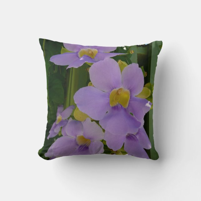 Sky Flower Vine Tropical Purple Floral Cushion (Front)