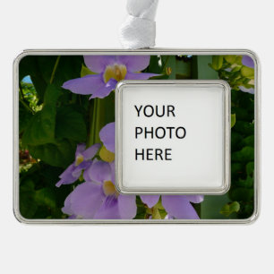 Sky Flower Vine Tropical Purple Floral Silver Plated Framed Ornament