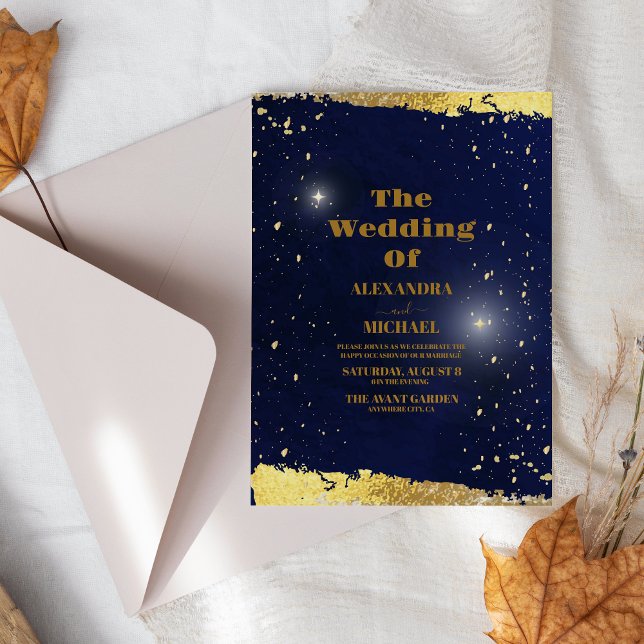 Sky Full Moon Night under the Stars Wedding Invitation (Creator Uploaded)