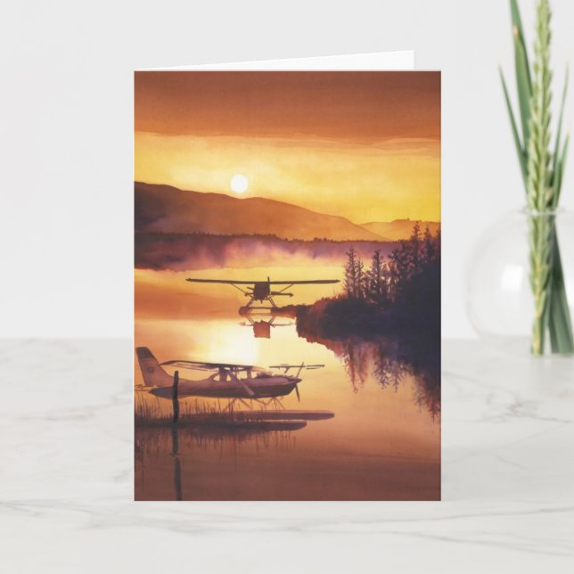 "Sky Harbour" Float Plane Watercolor Card (Front)