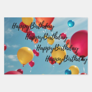 Sky High Celebrations: A Burst of Birthday Wishes Wrapping Paper Sheet