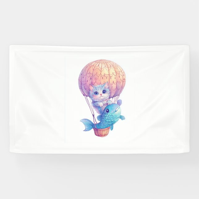 Sky High Kitty – Cute Whimsical Cat Adventure Banner (Horizontal)