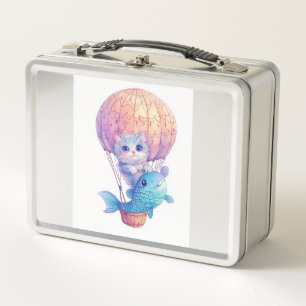 Sky High Kitty � Cute Whimsical Cat Adventure Metal Lunch Box