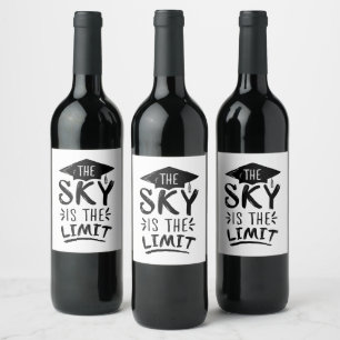 Sky is the Limit Clever Graduation Captions Cute Wine Label