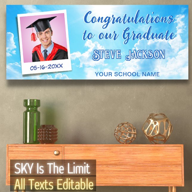 Sky Is The Limit Congrats Photo Graduation Party Banner (Creator Uploaded)