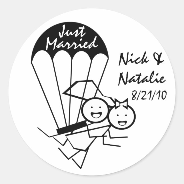 Sky Jump Wedding Classic Round Sticker (Front)