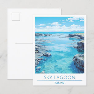 Sky Lagoon Iceland Vintage Travel Postcard