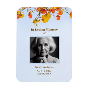 Sky Leaves Elegant Funeral Memorial  Magnet