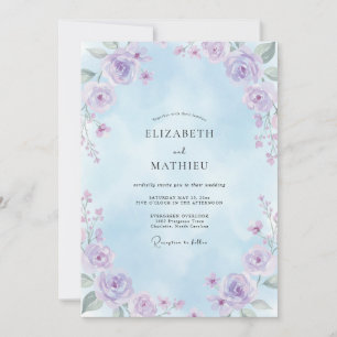 Sky Lilac Wildflower Wedding Invitation