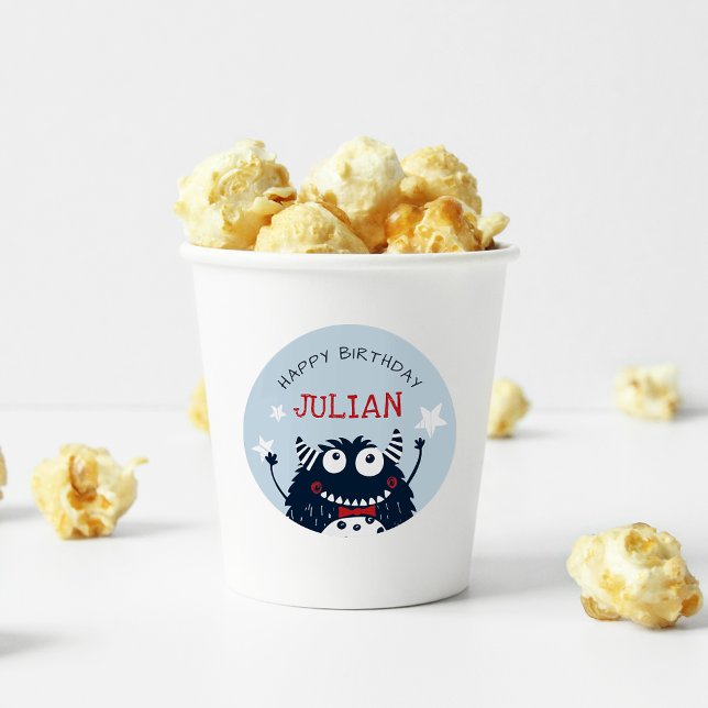 Sky | Little Monster Personalised Kids Birthday Classic Round Sticker (Creator Uploaded)