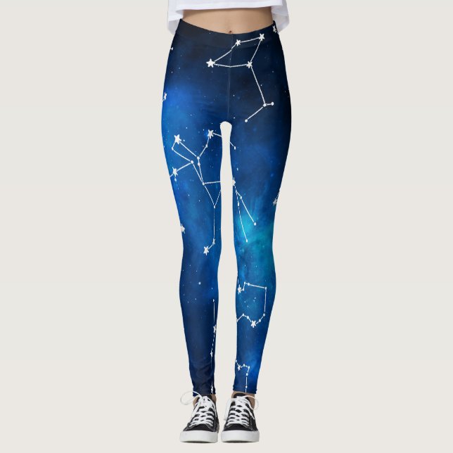 Sky Map Constellation Astronomy Lover Leggings (Front)