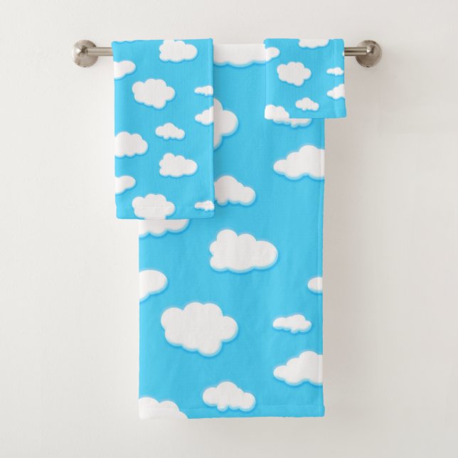 sky of blue and fluffy white clouds - bath towels (Insitu)
