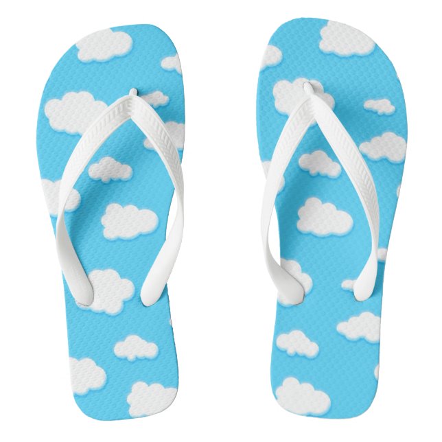 sky of blue and fluffy white clouds - flip flops (Footbed)
