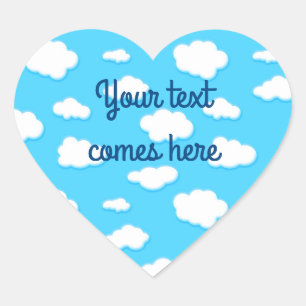 sky of blue and fluffy white clouds - papershop heart sticker