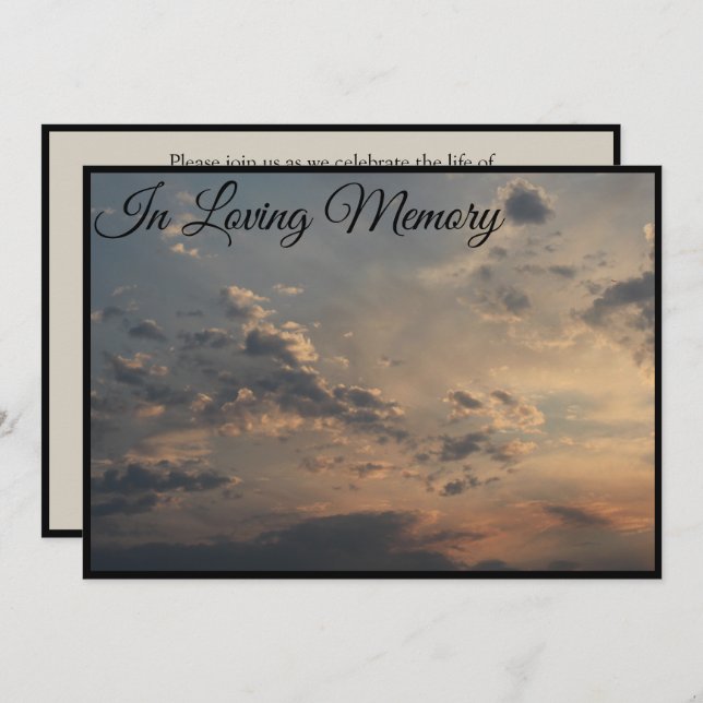 Sky of Clouds Memorial Service Announcement (Front/Back)