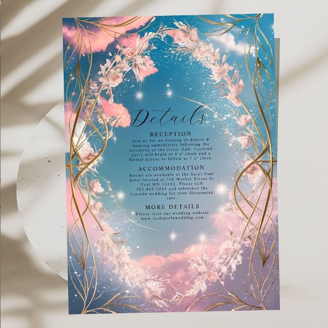 Sky of Love Ornate Rosy Florals Wedding Enclosure Card (Creator Uploaded)