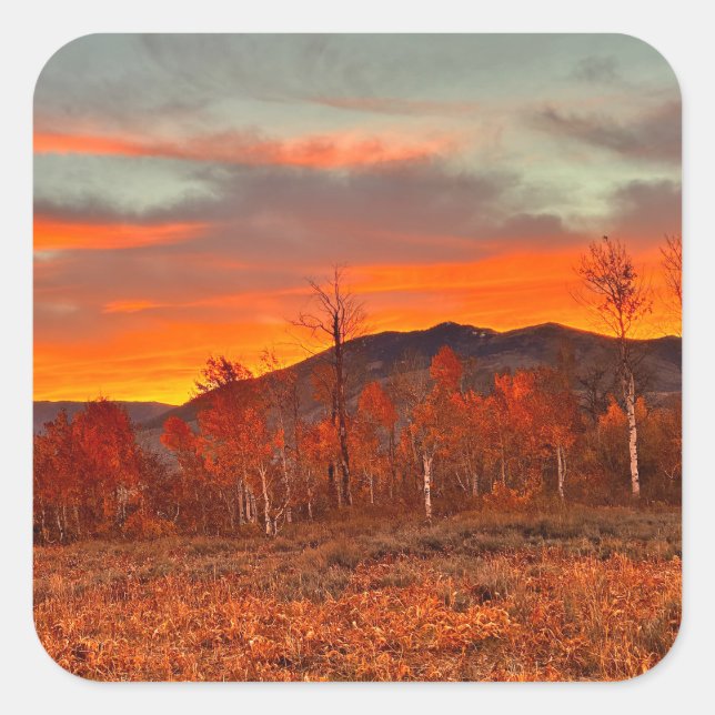 Sky on Fire Square Sticker (Front)