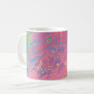 Sky on Venus Coral Pink Galaxy Acrylic Pour Coffee Mug