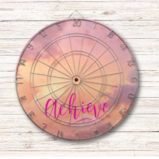 Sky Photo Pink Achieve Modern Script Typography Dartboard