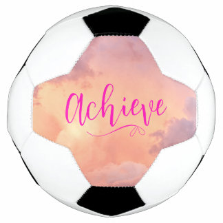 Sky Photo Pink Purple Achieve Modern Script Quote Soccer Ball