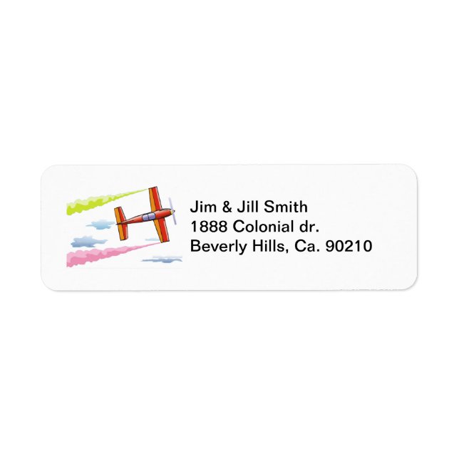 Sky Plane Flying Return Address Label (Front)