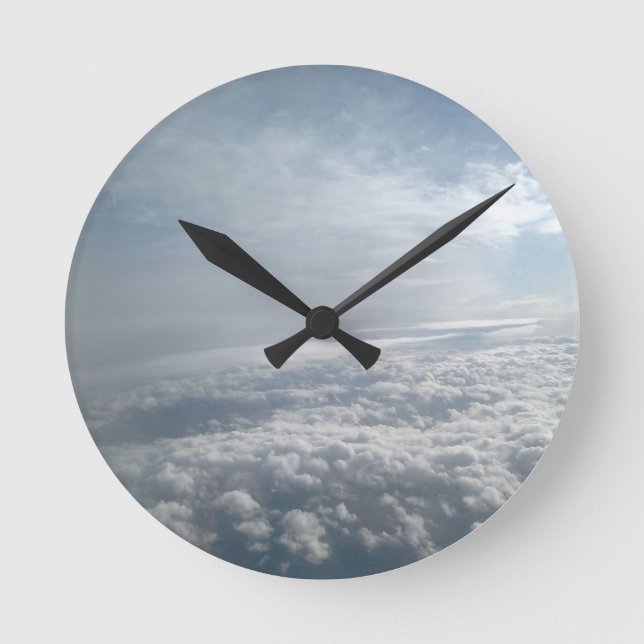Sky, Plane View, Beautiful Clouds Round Clock (Front)