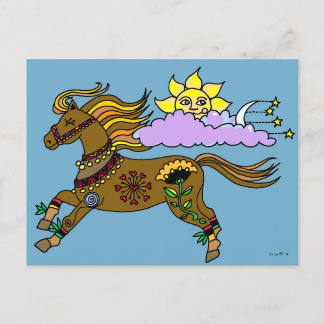 Sky Pony Ukrainian Folk Art Postcard (Front)