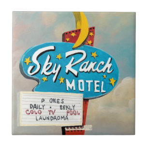 Sky Ranch Motel Sign Ceramic Tile