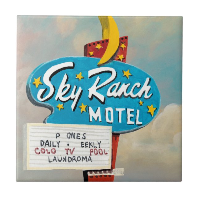 Sky Ranch Motel Sign Ceramic Tile (Front)