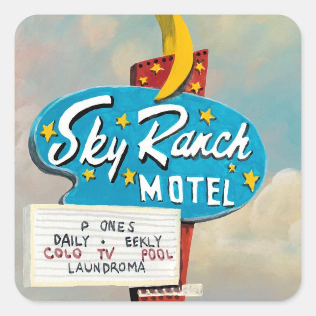 Sky Ranch Motel Sign Square Sticker (Front)