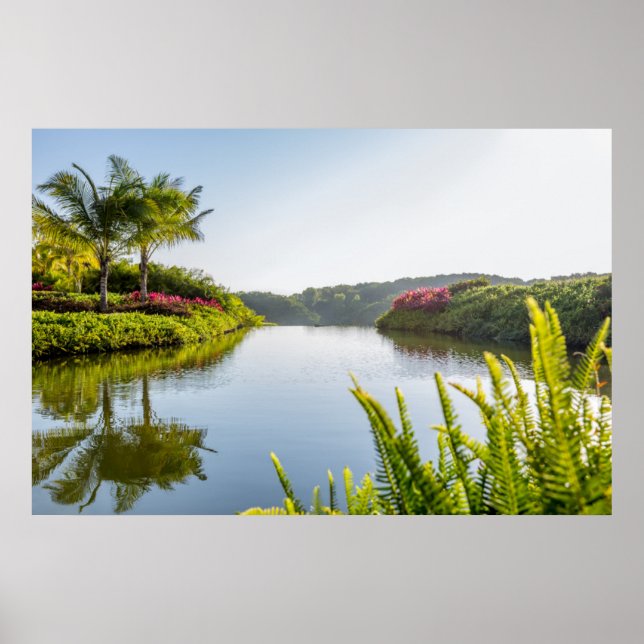 Sky Reflected In Still Tropical Lake Poster (Front)