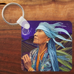 Sky Road Walker Native American Fantasy Art  Key Ring
