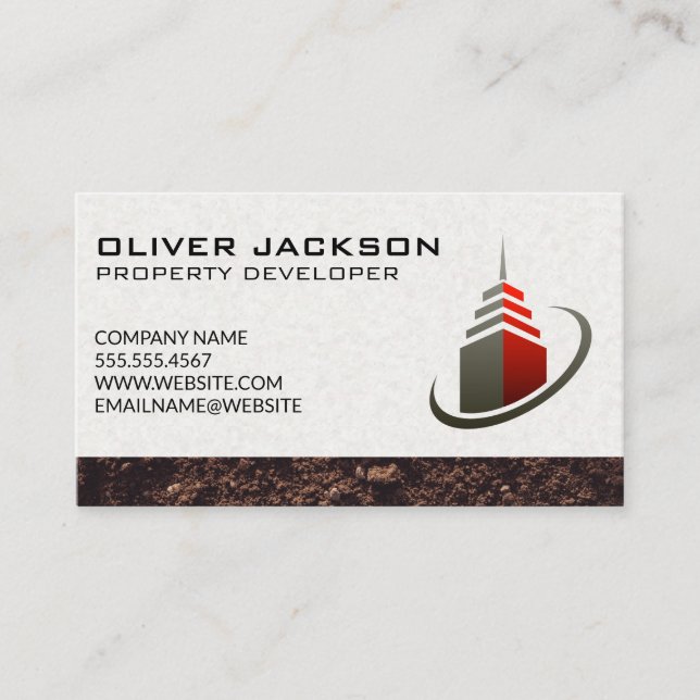 Sky Scraper Building Icon | Dirt Business Card (Front)